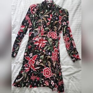 Zara Black Floral Long Sleeve Dress